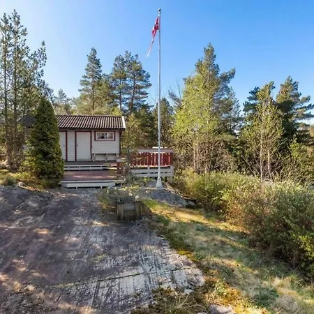 Tradisjonell Hytte Midt I Skogen Rett Ved Vann